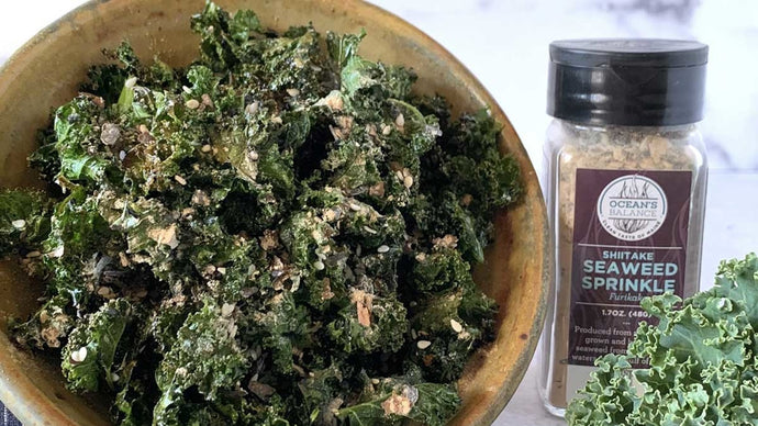 Baked Kale tossed with Shiitake Sprinkles